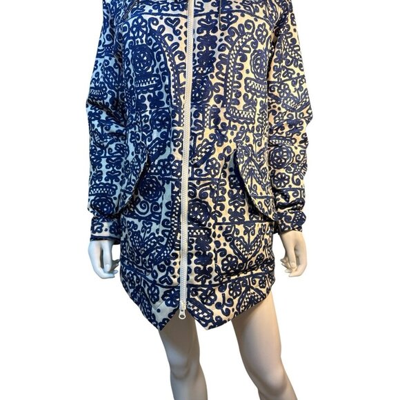 Burton Snowboard Ski Hooded Jacket Nam Dinh Pattern Navy Floral Size Small EUC - Picture 2 of 10